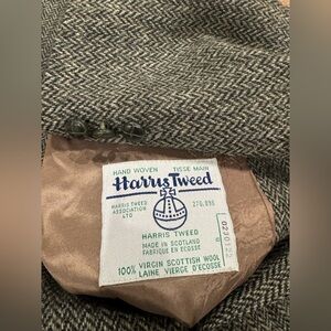 Vintage Harris Tweed Sport Coat Mens 42L Grey Wool Herringbone Made in Canada